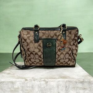 LIKE NEW Coach Brown and Green Signature Tote Bag